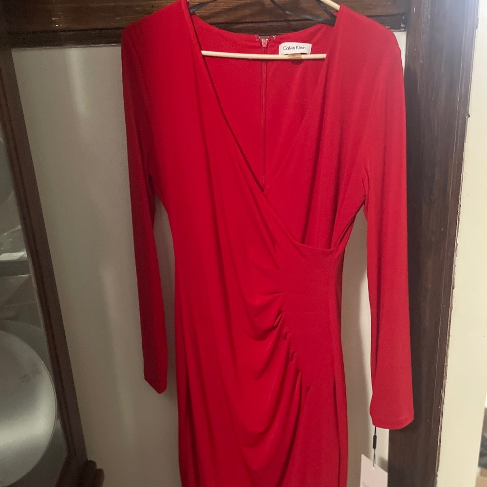 Red wrap dress